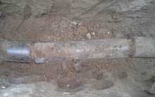 Broken clay sewer pipe repair in Los Angeles, CA