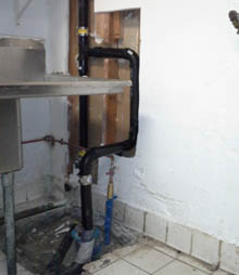 Floor drain installation at a cafe on Sunset Blvd, Hollywood, Los Angeles, CA